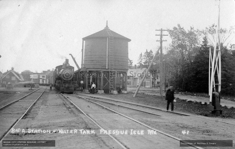 Postcard: Bangor & Aroostook Station and Water Tank, Presque Isle, Maine